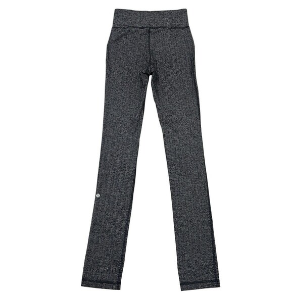 Lululemon herringbone High Waist Tie Gray Pattern Pockets Leggings Pants Size 6 - Picture 4 of 9
